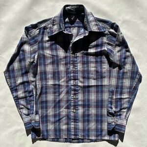 Vintage 60s 70s Purilan sportswear shirt plaid check pattern dress office shirt